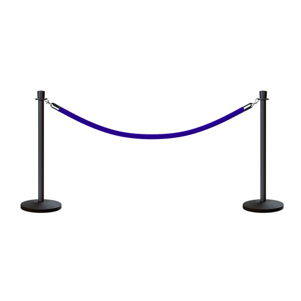 Montour Line Stanchion Post and Rope Kit Black, 2 Crown Top 1 Blue Rope C-Kit-2-BK-CN-1-PVR-BL-PS